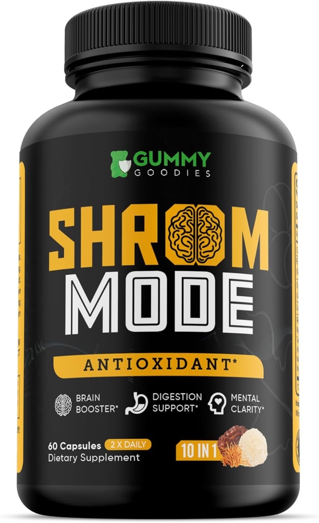 אורגני Mushroom תוסף 10in-1, Reishi, Lions Mane, Cordyceps, Chaga, טורקיה Tail, Natural Immune & Cognitive Health Boost, 60 קפסולות Veggie