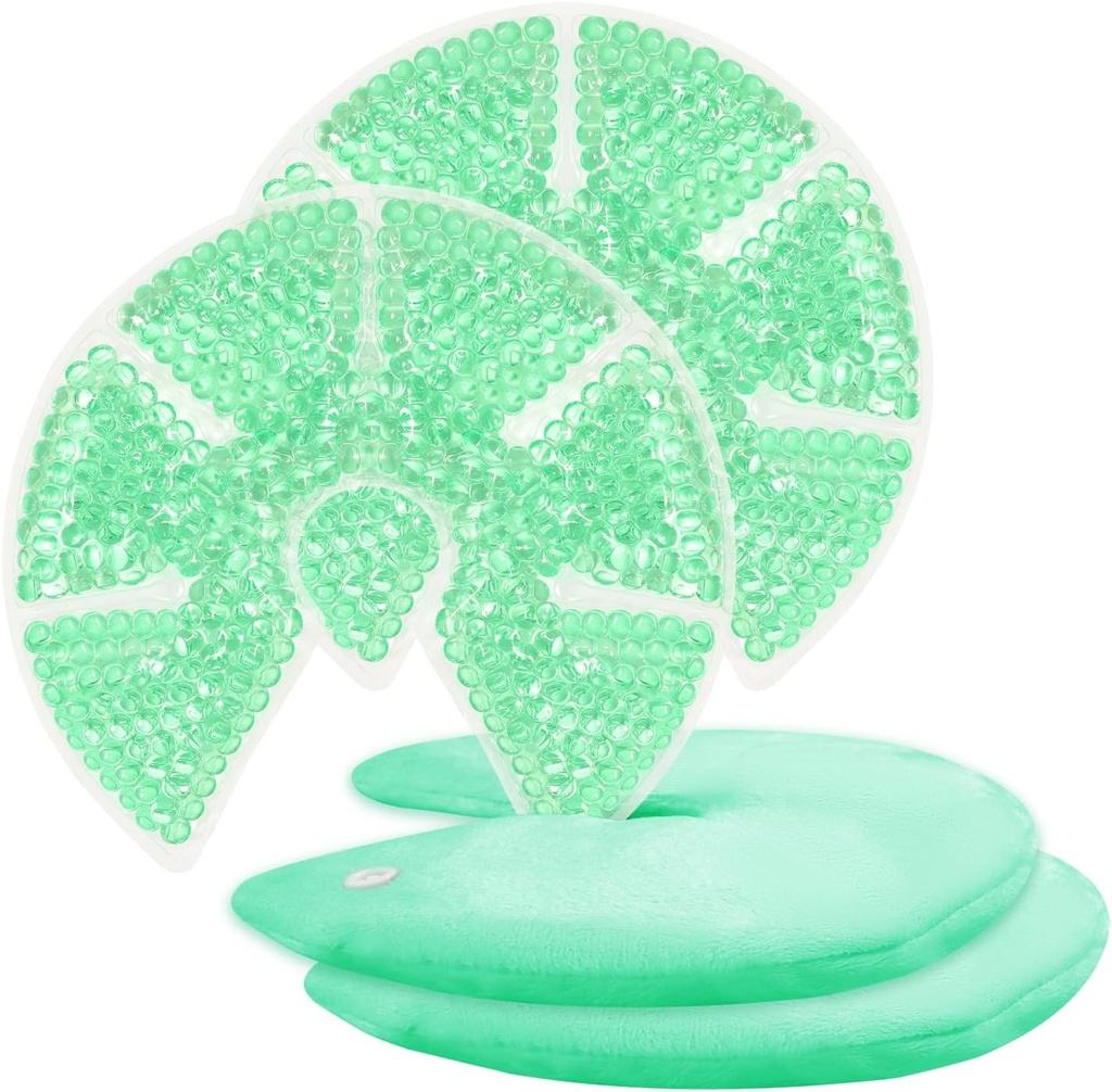 Hot / Cold Breast Gel Bead Ice Packs השד Cooling / Heat Pads הקלה עבור הנקה, כאב סיעוד, Mastitis, אנגורגement, Swelling, Plחוספסים | Boost Milk Let-Down & הפקה,2 Pack (Green)