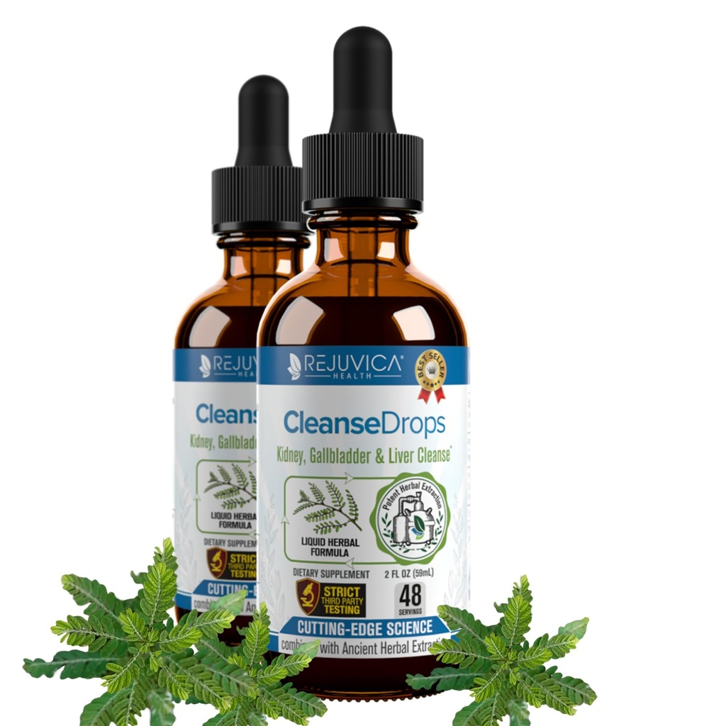 Rejuvica Health Cleanse Drops - Advanced Kidney & Gallbladder Cleanse תוסף - משלוח נוזלי ל- Better Absorption - צ'נקה Piedra בשימוש ב-Amazonian Rainforest