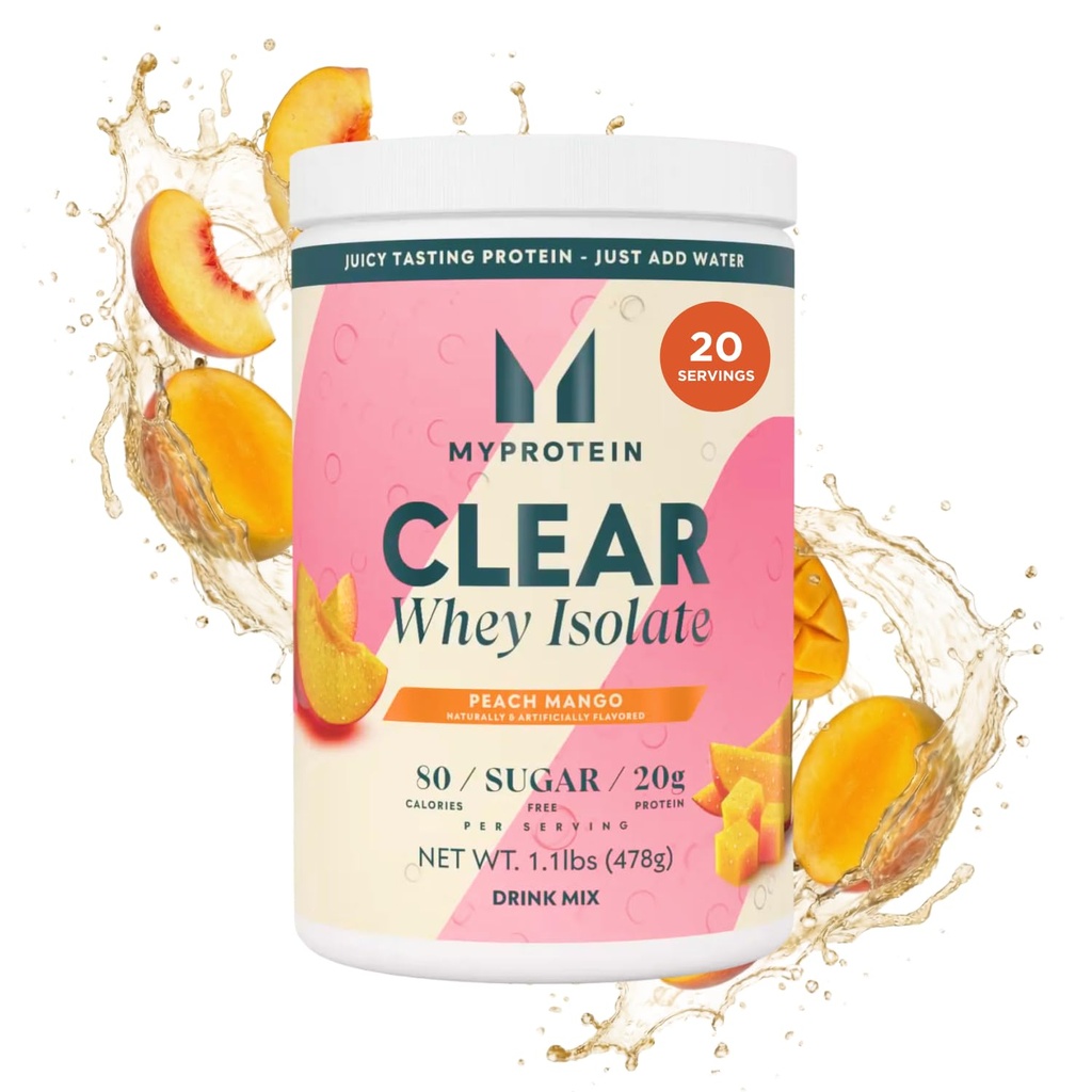 Myחלבון Clear Whey Isolate אבקת חלבון, 1.1 Lb (20 משרתות) Peach מנגו, 20g חלבון לשרת, באופן טבעי לשתות לערבב, חלבון יומי לוקח ביצועים גבוהים