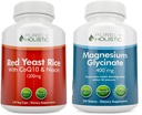 Purely Holistic Red Yeast Rice 1200mg עם CoQ10 & Niacin + Magnesium Glycinate 400 מ"ג - 120 קפסולות + 270 טבליות - מיוצר בארה"ב