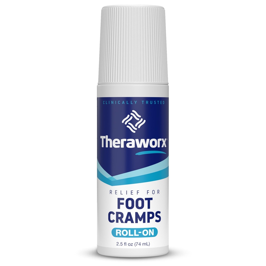 Theraworx Relief for Foot Cramps, Fast-Acting Foot Cramp הקלה רול-און - 2.5 Oz - 1 Count