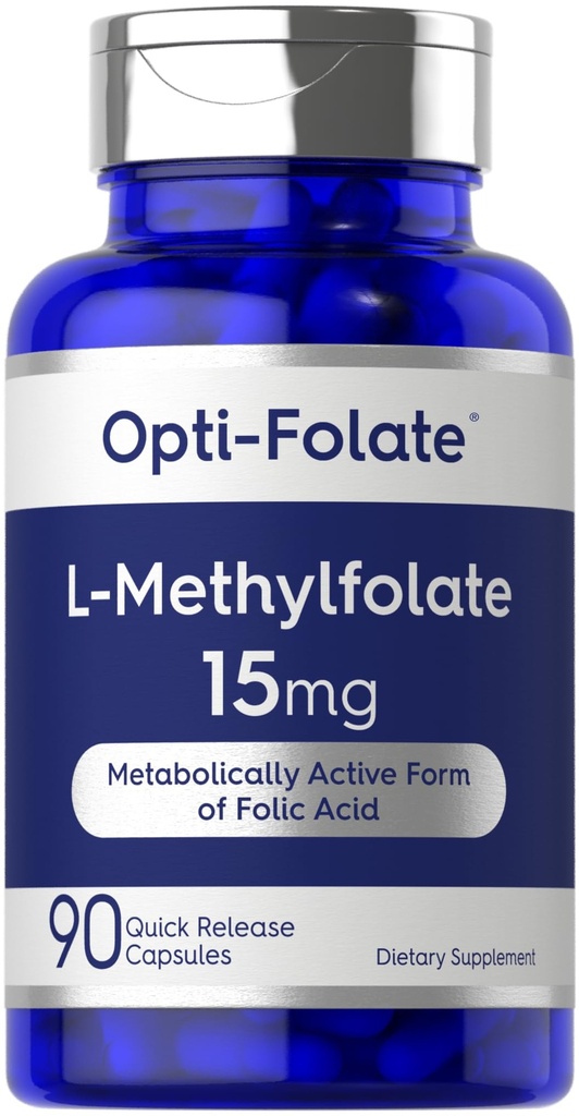 קרליל L Methylfolate 15 מ"ג | 90 קפסולות | Max Potency | אופטימיזציה ומופעל | Non-GMO, Gluten Free | Methyl Folate, 5MTHF | מאת Opti-Folate