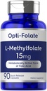 קרליל L Methylfolate 15 מ"ג | 90 קפסולות | Max Potency | אופטימיזציה ומופעל | Non-GMO, Gluten Free | Methyl Folate, 5MTHF | מאת Opti-Folate