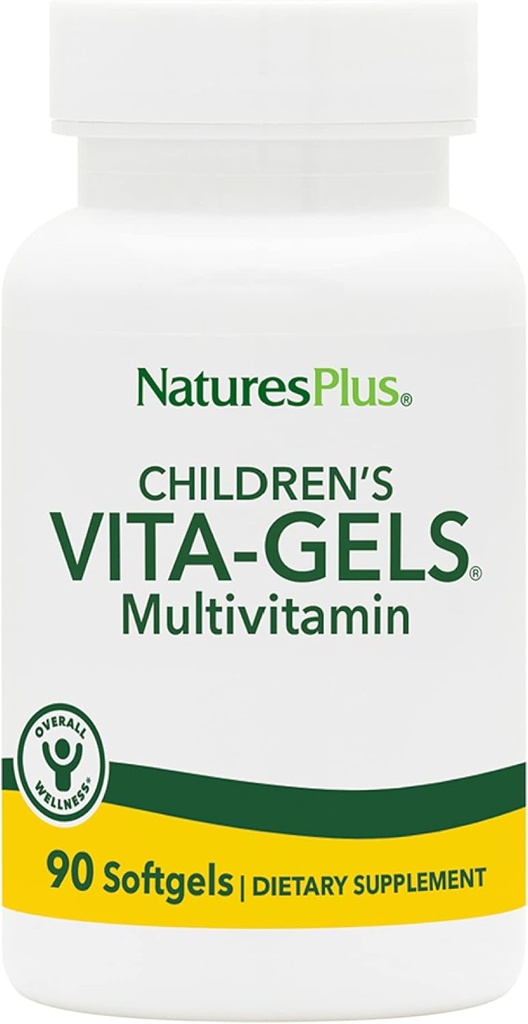 NaturesPlus Children's Vita-Gels Multivitamin, Natural Orange Flavor - 90 Softgels, Pack of 2 - Gluten Free - 180 סה"כ