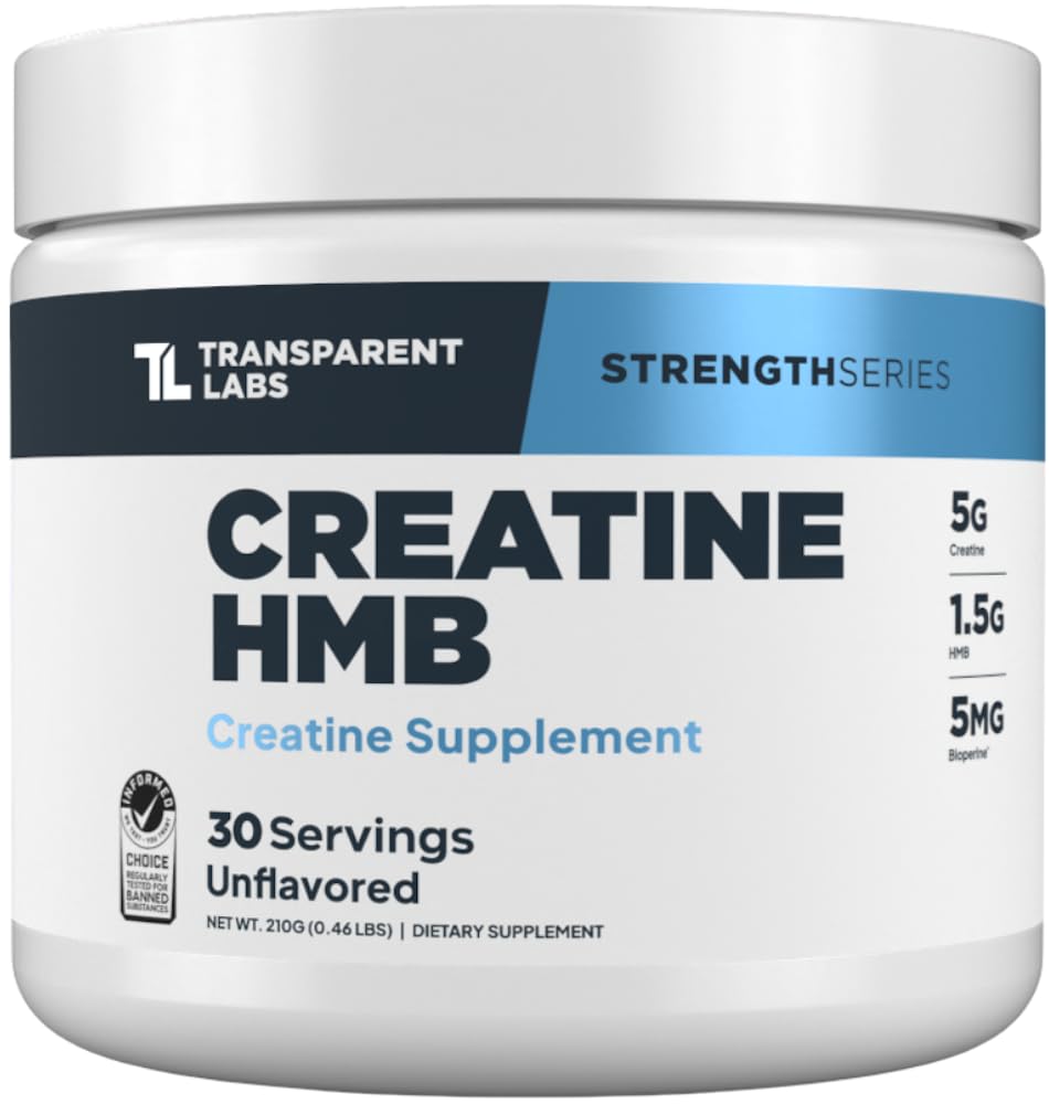 Transud Labs Creatine HMB - אבקת Creatine Monohydrate עם HMB לצמיחת שרירים, כוח מוגבר, אנרגיה מוגברת, שיפור ביצועים אתלטיים - 30 משרתים, Unflavored