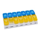 EZY DOSE Weekly AM /PM Pill מארגנת, 7 ימים ויטמין ותרופה Box with Large Pop-Out השוואתיות, 2 פעמים ביום גלולות הולדר עבור Easy Dosing, צהוב וכחול Lids, נסיעות ידידותי עיצוב