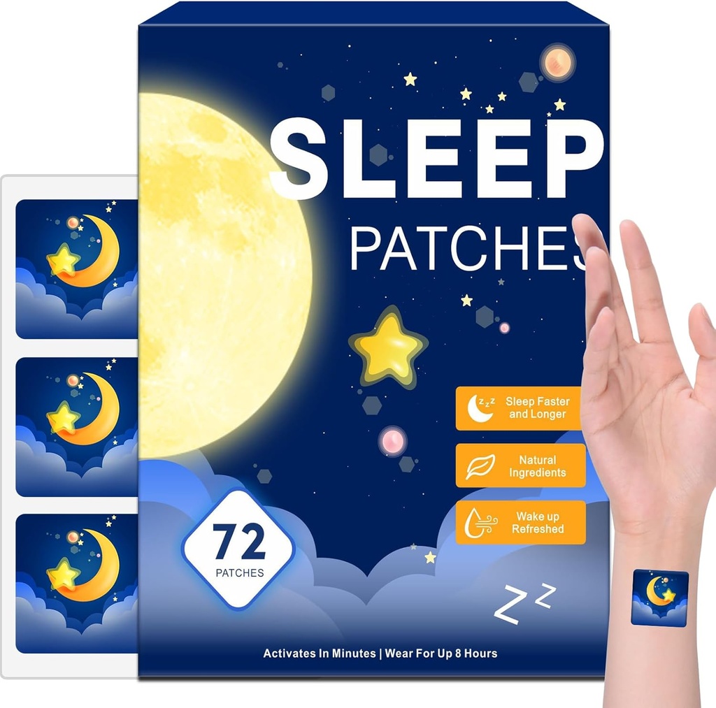 72 Pack Sleep Patches for Adults Plus Power, Easy-to-Apply Sleep Patch עם ולריאן ומלטונין פטס, לילה ארוך-סוף לגברים ונשים