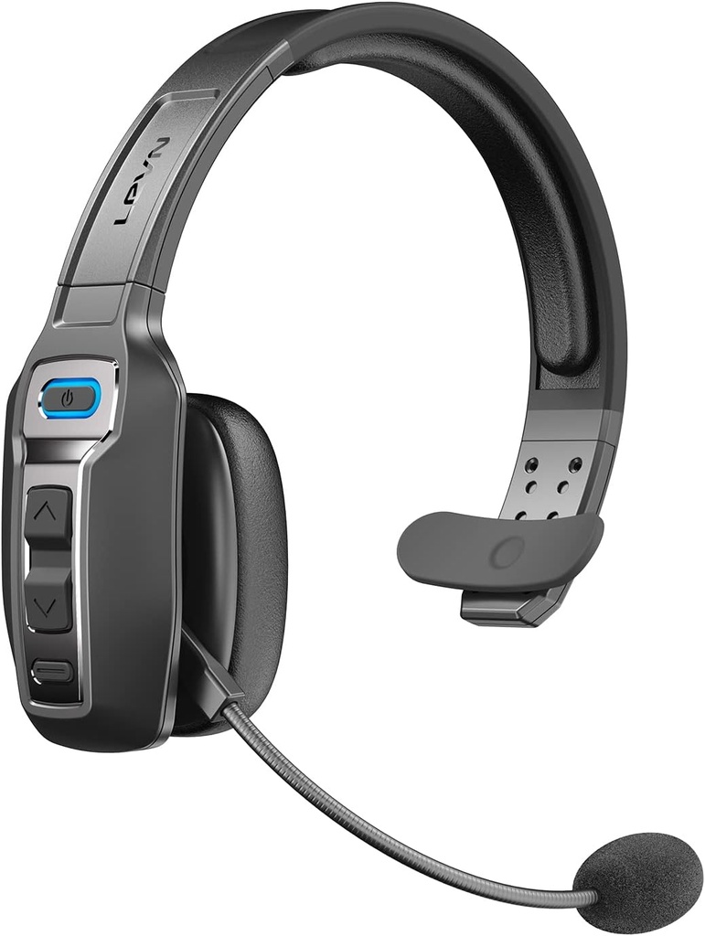 LEVN Bluetooth Headset עם Microphone, Trucker Bluetooth Headset עם AI Noise בוטלה & Mute Button, Wireless On-Ear Headphones 60 Hrs עבודה זמן, עבור משאית עבודה מרחוק שירות זהם