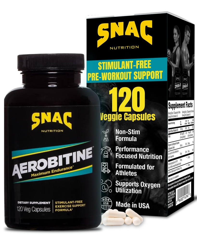 SNAC Aerobitine - Stimulant Free Pre-Workout תוסף עבור מקסימום Endurance. Nitric Oxide Booster, משפר את זרימת הדם, מצמצם את היתרונות Fatigue & Thermogenic. 120 קפסולות