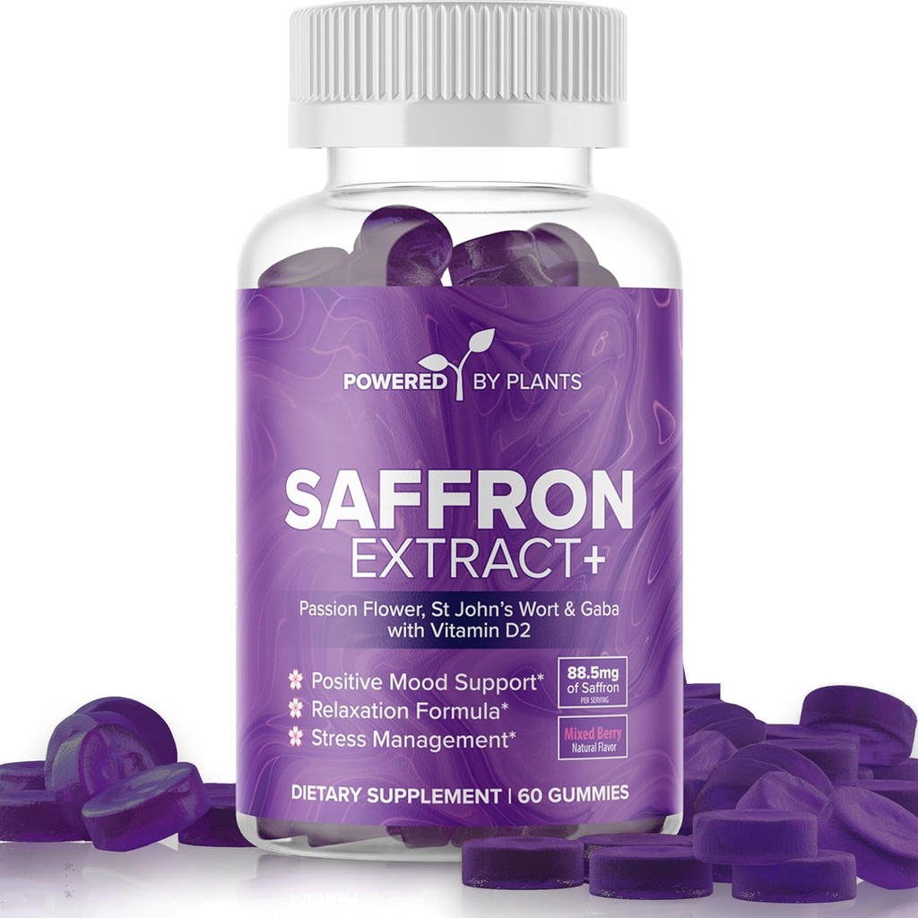Saffron לחלץ חניכיים עם Passionflower & ויטמין D2 - תוספי Saffron עבור תמיכה Mood, העיכול, אנרגיה 60 לשרת