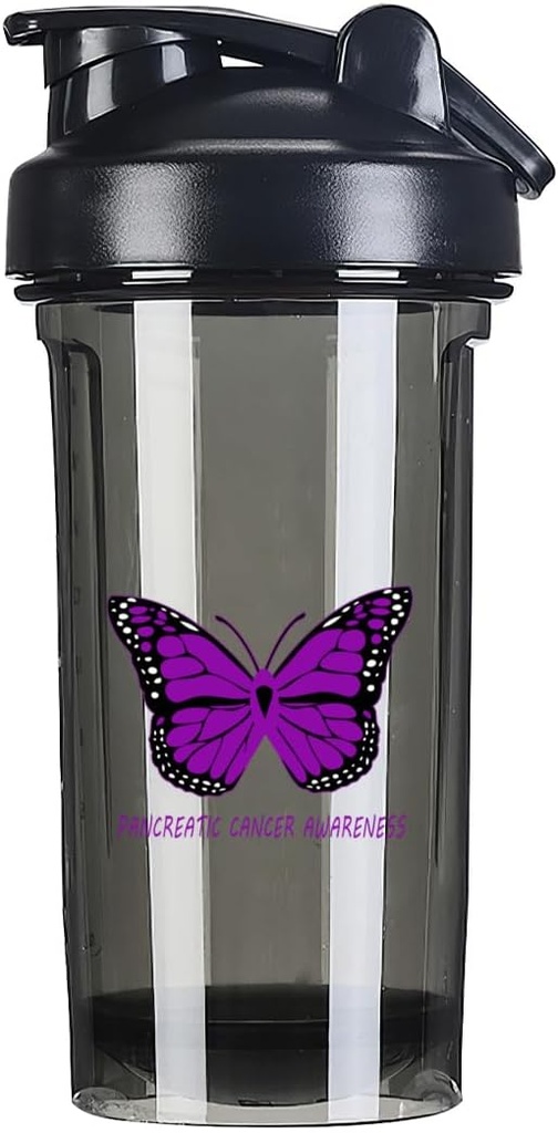 מודעות לסרטן Pancreatic 18 Ounce Shaker בקבוק משקה Mixer Leak-הוכחה טרום חלבון שקד המחליפים Meal Shakes בקבוקים 500ML/18 Oz Black &-1-1-1