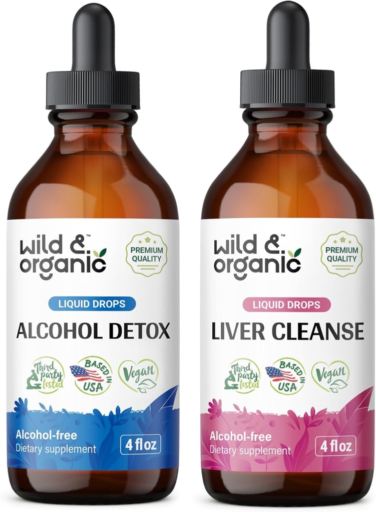 Wild & אורגני אלכוהול Detox Tincture 4 fl oz & Liver ניקוי Tincture 4