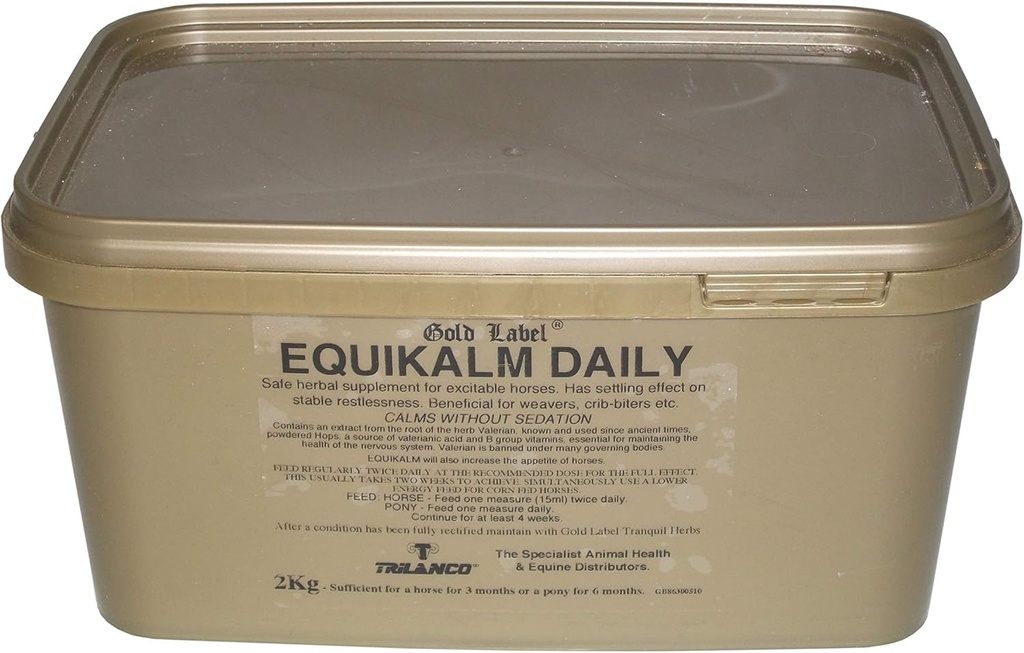 תוויות זהב Equikalm Daily, Horse Calming, תוספת סוסים, 2 KG