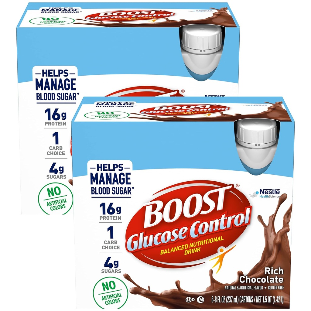 Boost Glucose לשלוט שוקולד עשיר מוכן לשתות, 8 oz., 12 הרוזן