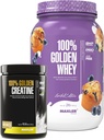 מקסלר 100% זהב Whey (Blueberry Muffin 2 lb) ו 100% זהב קריטין (Unflavored 10.6 oz)