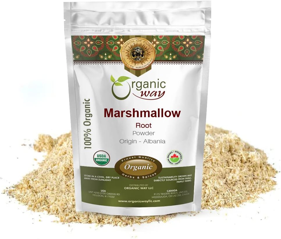 הדרך האורגנית Marshmallow Root אבקה (Althaea Officinalis) - תה צמחית | European Wild-Harvest | Organic & Kosher Certified | Non GMO & Gluten Free