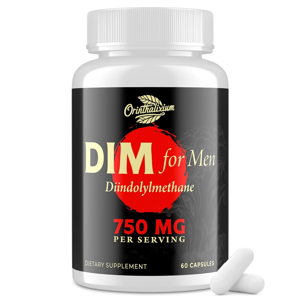 DIM עבור גברים 750MG - הורמון איזון, תמיכה אסטרוגנית לגברים, DIM תוסף, Detox, Vitality & Fitness Performance -Chrysin & Black Pepper לחלץ, 60 קפסולות (1בק)