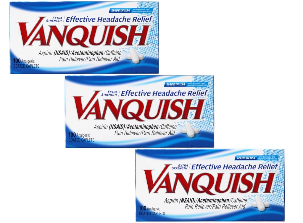 Vanquish תוספת כוח כאב Reliever Caplets 100 ct.
