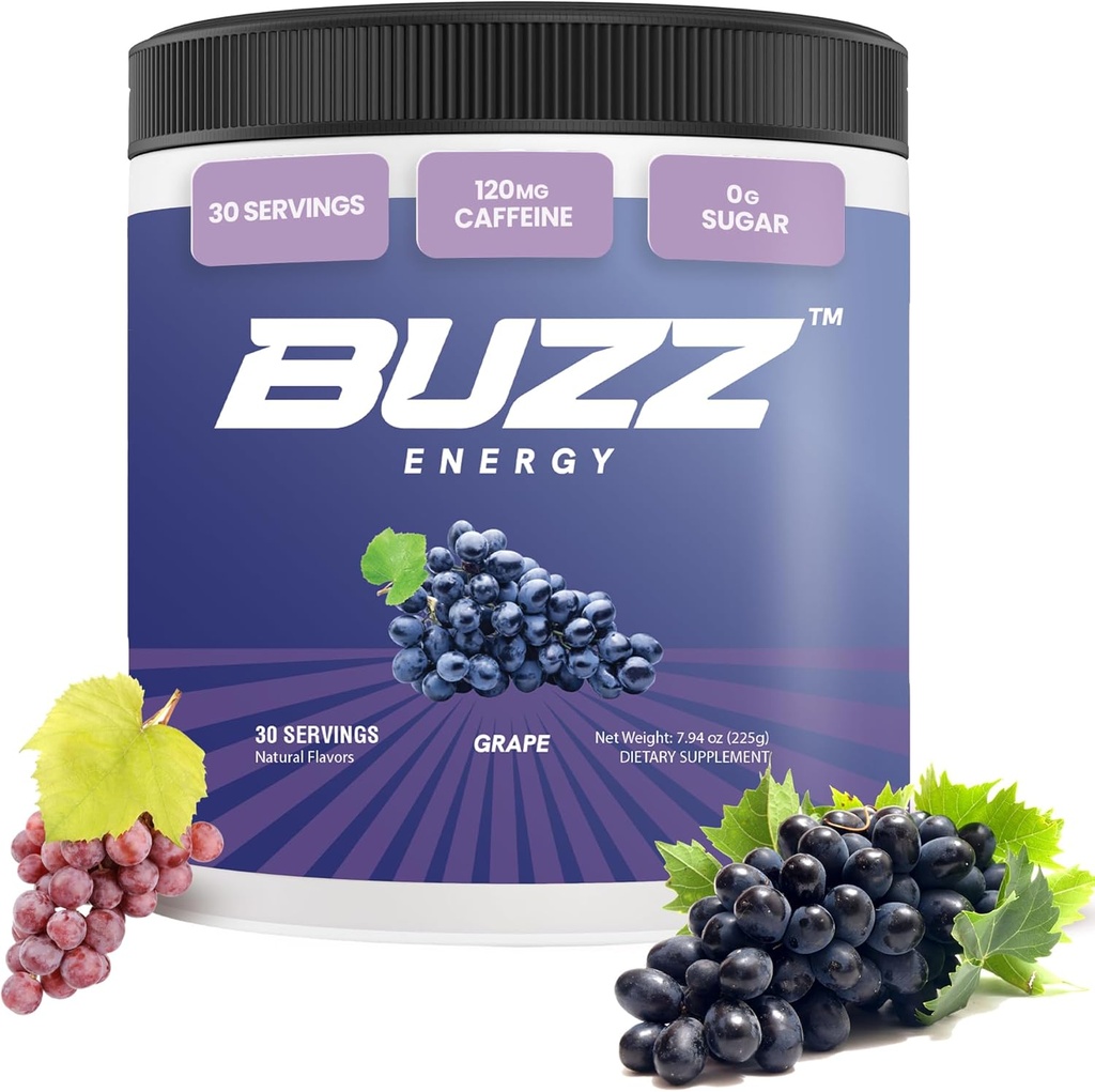 בוקר בואז אנרגיה אבקת Grape משקאות - אנרגיה Boost Drink - אנרגיה ללא סוכר עם אנטיoxidants - בוקר Kickstart ו- Sports Nutrition Endurance Product
