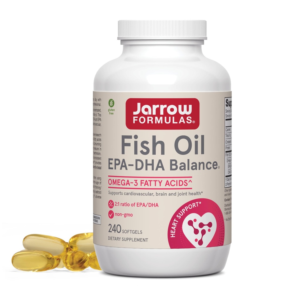 Jarrow Formulas EPA-DHA Balance, 1,200 מ"ג אומגה 3 חומצות שומן עבור Cardiovascular Support, 240 Softgels, 120 יום אספקה