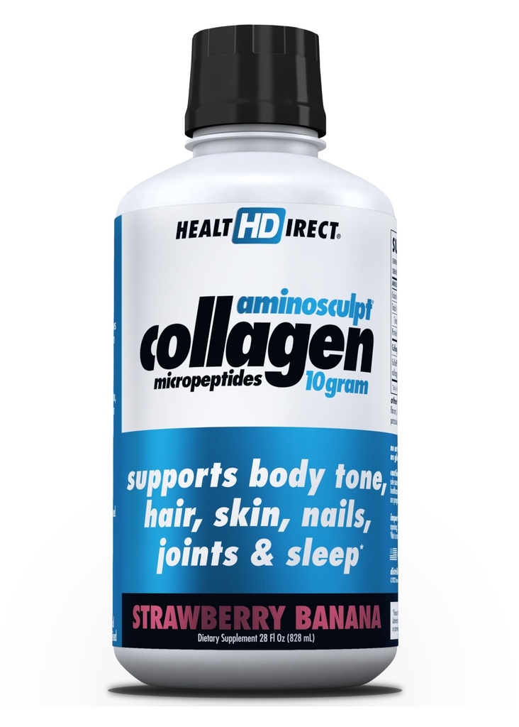 HEALTH DIRECT - AminoSculpt Liquid Collageagen Micropeptides - 28 FL Oz - 28 משרתים - 10 גרמות של Premium Medical-Grade Liquid Collagen for Women - Strawberry בננה