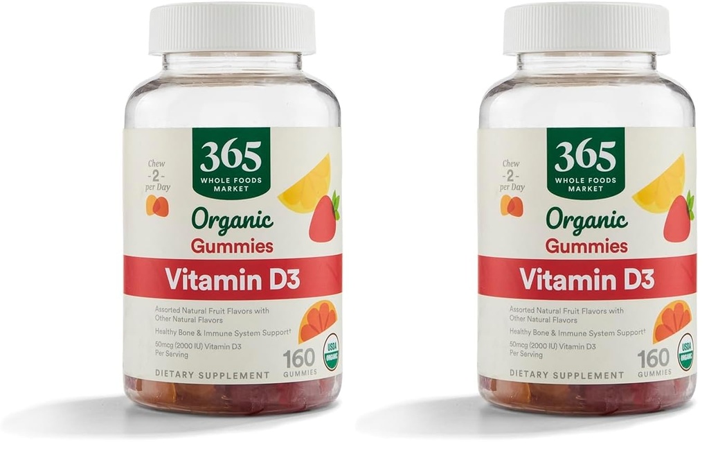 365 על ידי Whole Foods Market, ויטמין D3 Gummy, 160 הרוזן (Pack of 2)