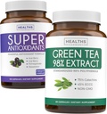 Antioxidants & Green Tea Extraction (1-Month Supply) Antioxidant Green Fusion - Super Antioxidants - Powerful Super Food Daily Band (120 Caps) & Green Tea Extract with EGCG Polyphenol Catechins (60 Caps)