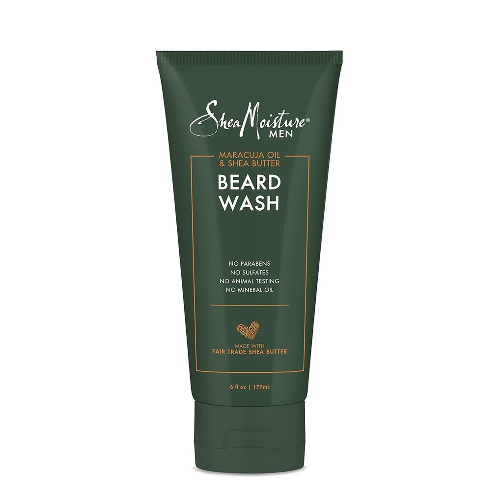 SheaMoisture Beard Wash for Full Beards - Marcuja Oil & Shea Butter to Deep נקיים ומרעננים - 6 oz