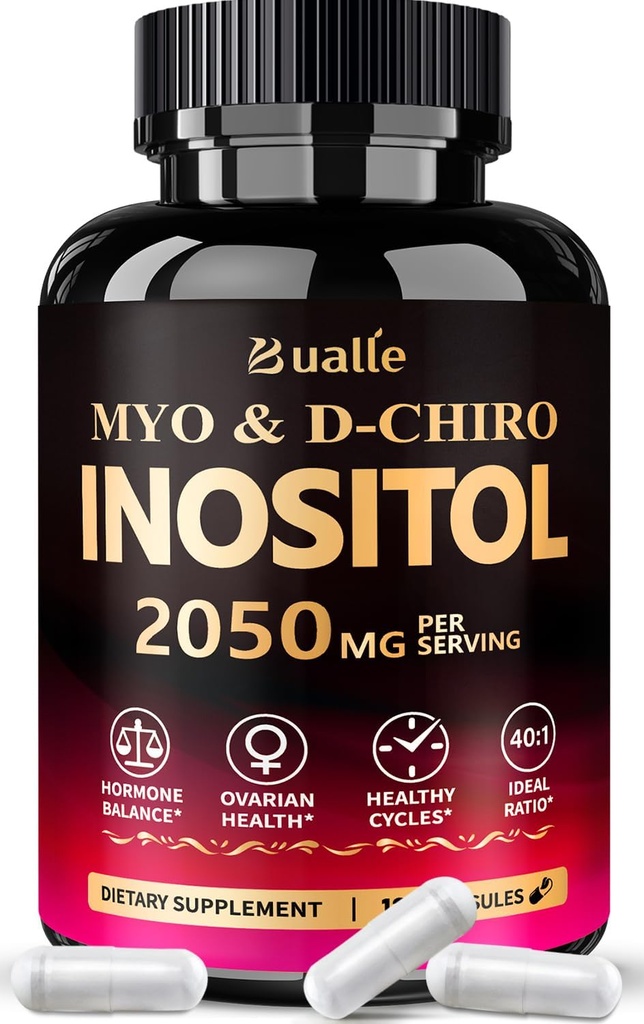 Bualle Myo-Inositol & D-Chiro Inositol תוסף (40:1) בלגן לתמיכה במאזן הורמונים לנשים