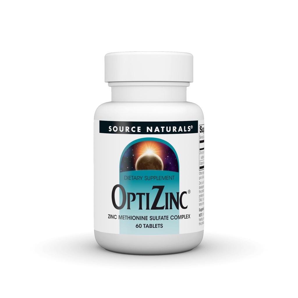 מקור Naturals OptiZinc Zinc Methionine Sulfate Complex & Dietary Supplement - 60 טבליות
