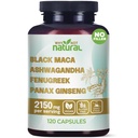 למה לא טבעי 4in-1 אורגני שורש Maca, Ashwagandha, Fenugreek, Panax גינזנג קפסולות, תוספת לגברים ונשים