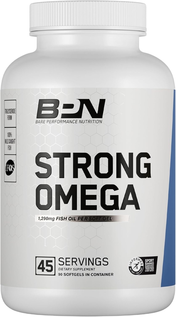 BPN חזק אומגה שמן Soft Gel, 1290 מ"ג שמן דגים לקפסולה, Wild Holding Fish, מקור סביר, IFOS מוסמך מוסמך