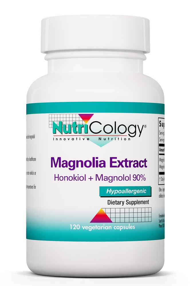 תוספי תזונה Magnolia: Stress & Sleep Support, Magnolia Bark, Honokiol, Magnol, Cortisol Manager, Vegetarian קפסולות - 120 Count Count