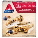 Atkins Blueberry יווני Yogurt חלבון Meal Bar, סיבים גבוהים, 15g חלבון, 3g סוכר, 5g Net Carbs, Meal Switch, Keto Friendly, 5 Count