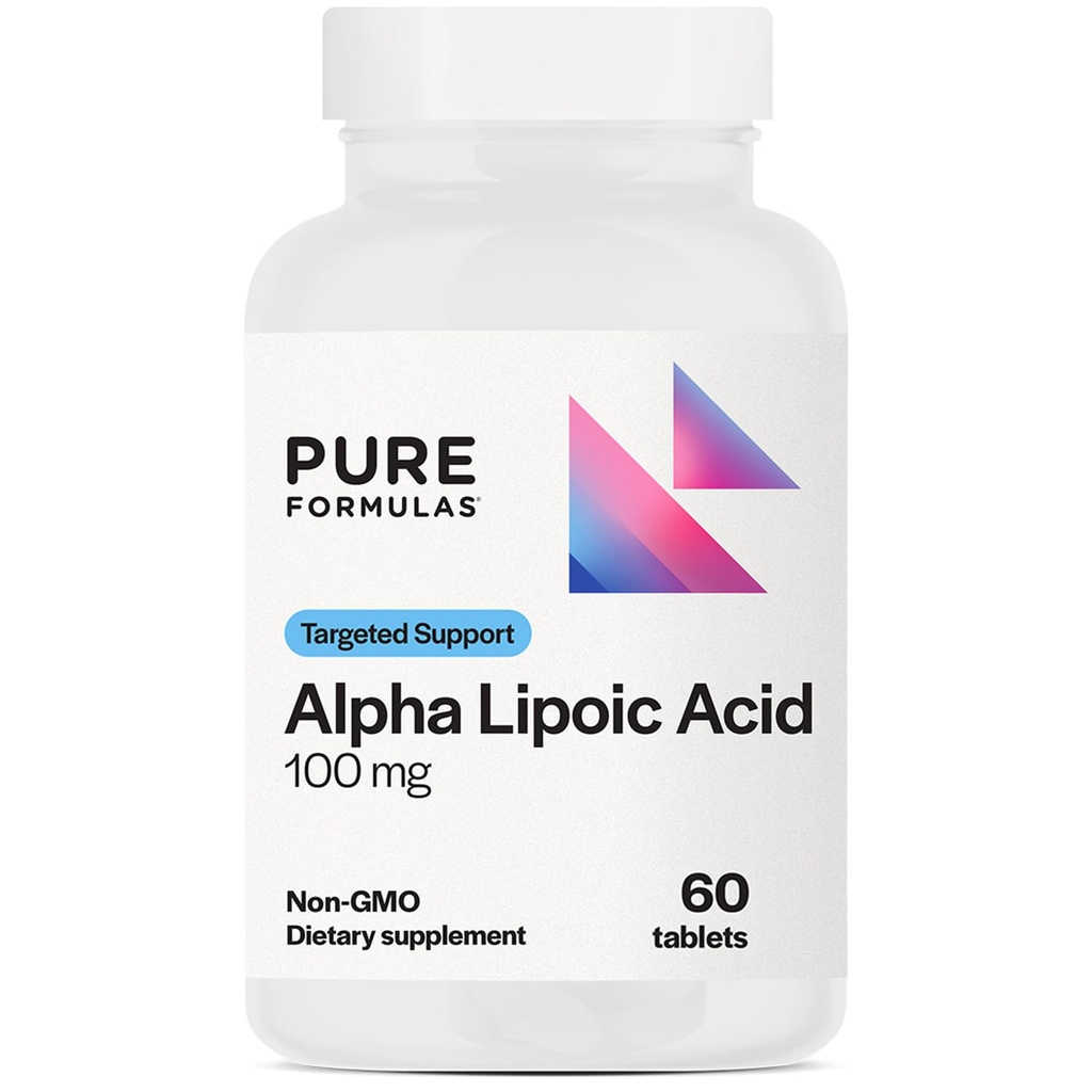 PureFormulas Alpha Lipoic Acid 100 מ"ג תוסף ALA לתמיכה Liver, Antioxidants, Nerve, ו Cardiovascular Health Acido אלפא Lipoico 100 מ"ג נוירופתיה non-GMO 60 טבליות