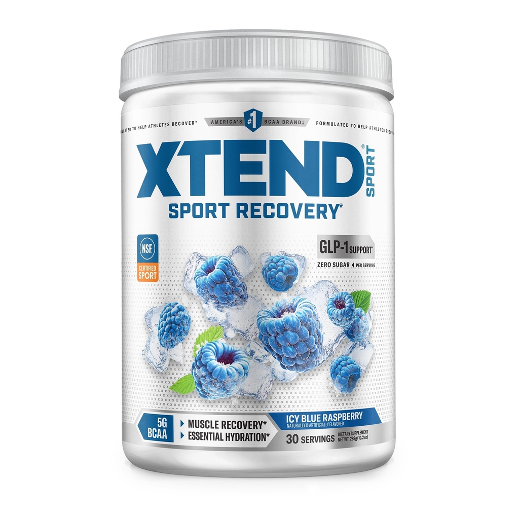 XTEND Sport BCAA Powder Blue Raspberry Ice - Electrolyte Powder for Recovery & Hydration with Amino Acids - 30 Servings