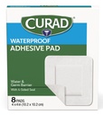 CURAD White Waterהוכחה Adhesive Pads, 4 " x 4", Advanced Wound Care, 1 Box, 8 Count