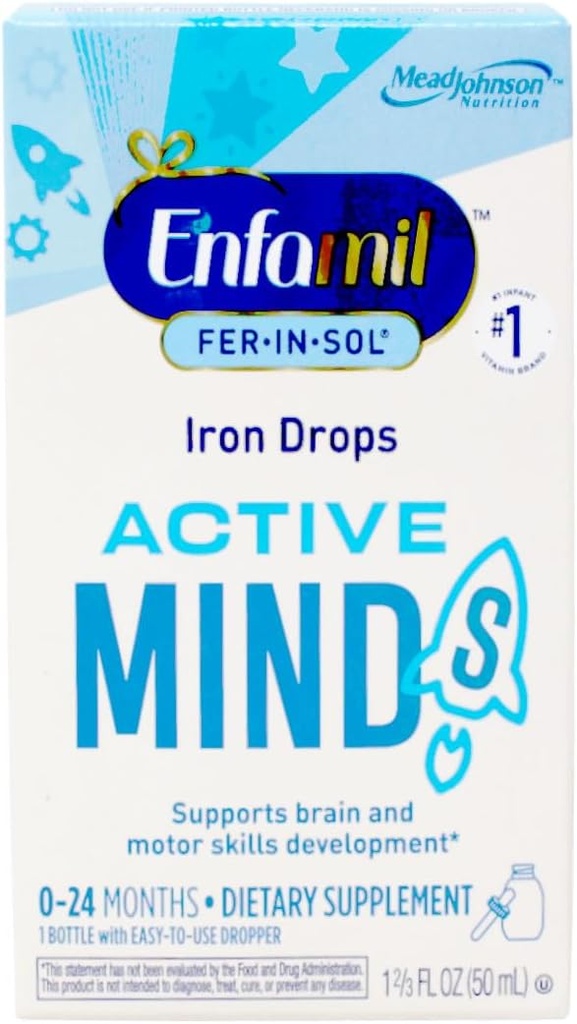 Enfamil Fer-In-Sol Iron תוסף טיפות עבור תינוקות ופעוטות, 15 מ"ג, 1.67 oz (50 מ"ל)