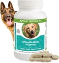 רק ויטמינים טבעיים של Pet Ultimate® - תוספי Multivitamin מלאים עבור כלבים איזון בריאות ובטיחות - מזון קטן וגדול Canine מזונות Immune Digestive תמיכה - 180 טבליות צ'אופס רך