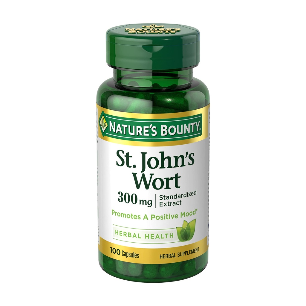 Nature's Bounty St. John's Wort 300 מ"ג כמוסות, תוסף בריאות צמחי, מקדם מצב רוח חיובי, 100 קפסולות