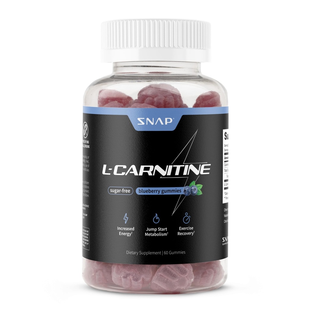סוכר חינם L Carnitine 500 מ"ג חניכיים - תוספת טבעית של עבודה L-Carnitine - אנרגיה מוגברת, Faster Recovery, Boost Metabolism, Pre Workout for Women & Men, Blueberry Flavor (60 מסטיק)