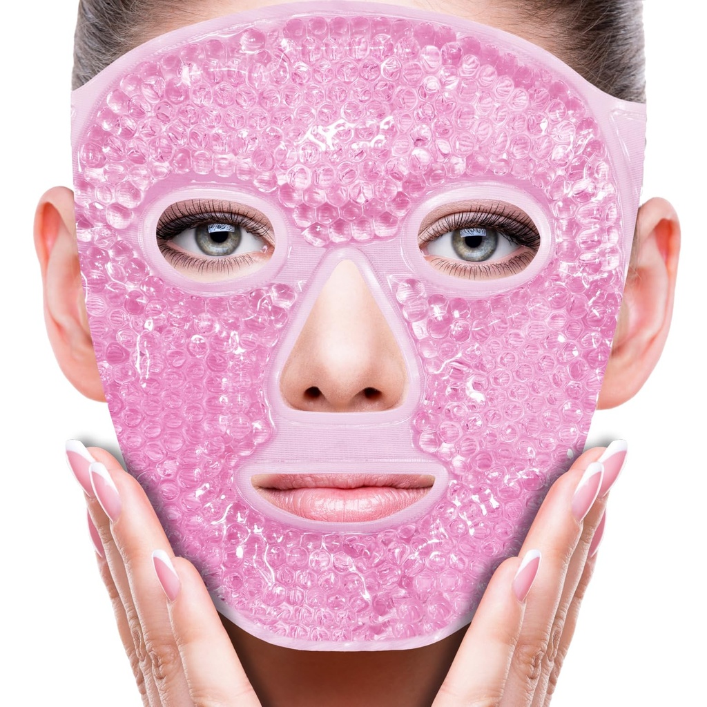 ZNÖCUETÖD Face Eye Mask Ice Pack for Reducing Puffiness, Bags under Eyes, Puffy Dark Circles, Migraine, Hot/Cold Pack עם Soft Plush Backing (Pink #19)