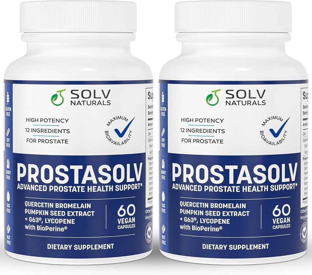 ProSTASOLV Advanced Prostatitis | תוסף CPPS, קפסולות טבעוניות, Quercetin Bromelain, Pumpkin Seed Extract, Lycopene, BioPerine for Pelvic Health (2)