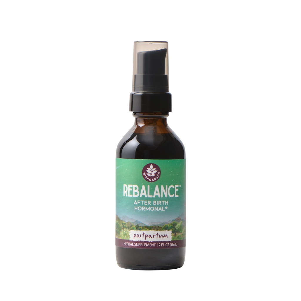 WishGarden Herbs ReBalance After Birth Hormonal - תוסף צמחי מבוסס צמחי עם Vitex Berry & Motherwort תומך רמות הורמון פוסט-פרטום בריאים ו-Postnatal Balance, 2oz
