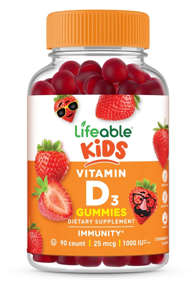 ויטמין D3 1000o | ויטמין D3 1000yu | ויטמין D3 Gummies | ויטמין D3 חניכיים | ויטמין D3 עבור עצמות בריאות חזקות ותמיכה בחיסון | ויטמין D לילדים, בנים, בנות | 90 מסטיקנים