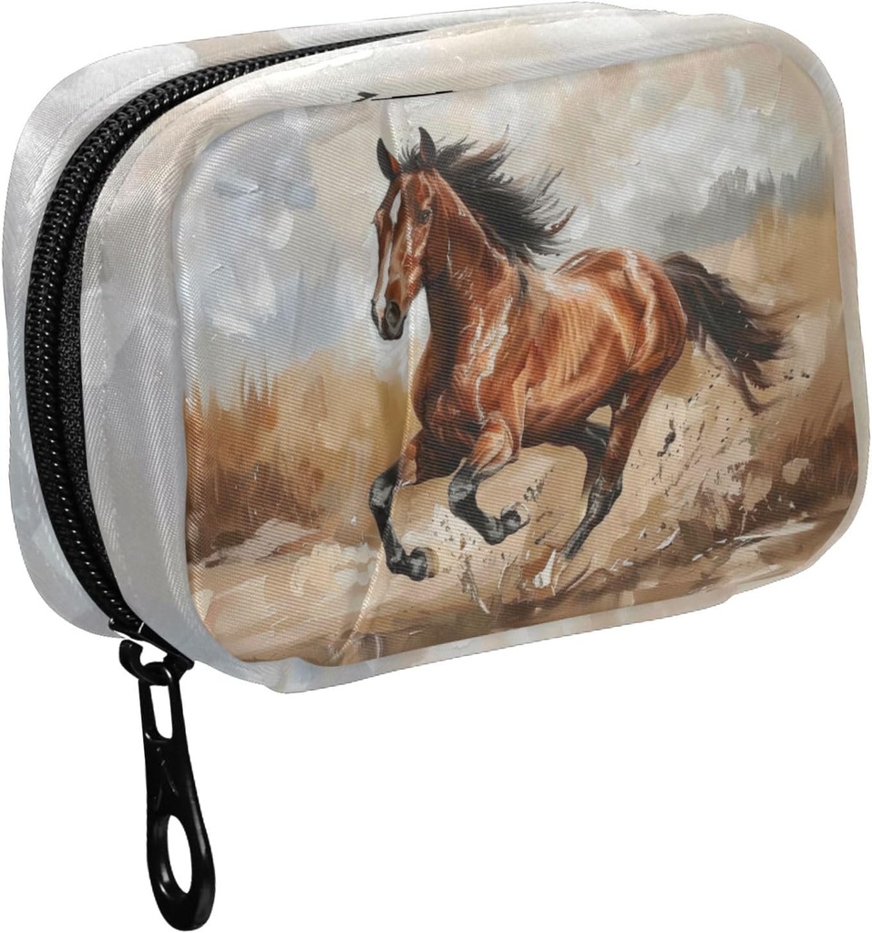 Fustylead Beautiful Running Horse Horse Painting מארגנת מקרה עם Zipper 2 פעמים יום עבור ויטמין ותוסף, 7 יום נסיעה מארגנת תרופות מקרה