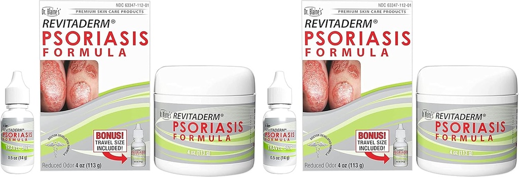 Dr. Blaine's REVITADE Psoriasis פורמולה - קרם נושא עם Coal Tar, Tea Tree Oil ו-Lavender שמן עבור Itching, Flaking, יבש, מקרפט - 4 fl. oz