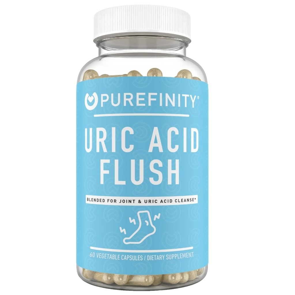 קיבולת Uric Acid Flush &נקיסות - תמיכה יומית משותפת למבוגרים עם פלט Tart Cherry, Turmeric, Celery Seed, Chanca Piedra ו Bromelain (30 Count)