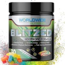 Global Nutrition Blitzed Nootropic פורמולה - כל אבקת משקאות אנרגיה טבעית - תוספי המוח עבור זיכרון ו פוקוס - להגביר את המיקוד אנרגיה תוספת - מסטיקמי ממתקים פלפור - 30 משרתים